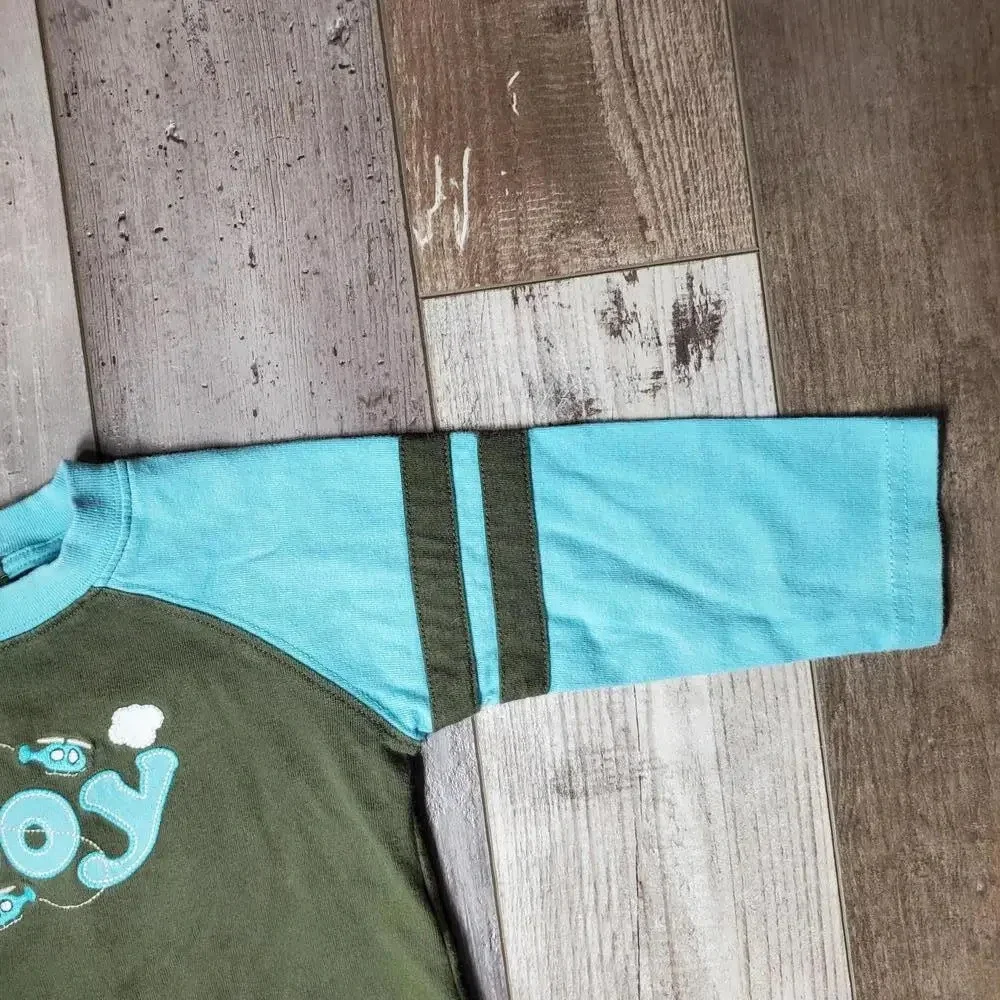 Gymboree Size 12-18m Baby Toddler Boy Long Sleeve T-Shirt Green Blue GUC